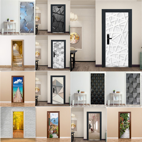 3D Door Decoration Wallpaper Modern Design Door Sticker Self-adhesive Waterproof Poster Home Door Renew Mural Decal deur sticker ► Photo 1/6