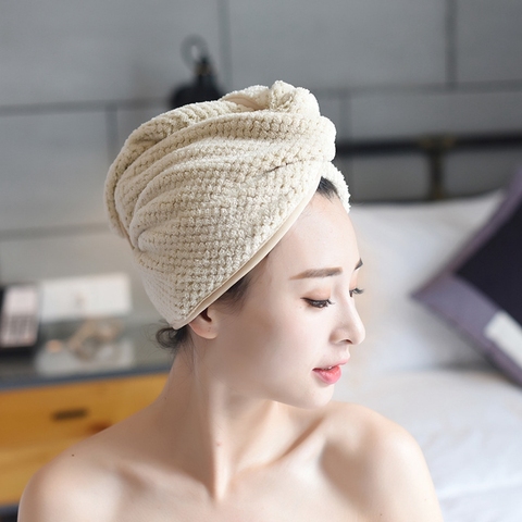 Microfiber Bath Towel Hair Dry Quick Drying Lady Bath towel soft shower cap hat for lady man Turban Head Wrap Bathing Tools ► Photo 1/6