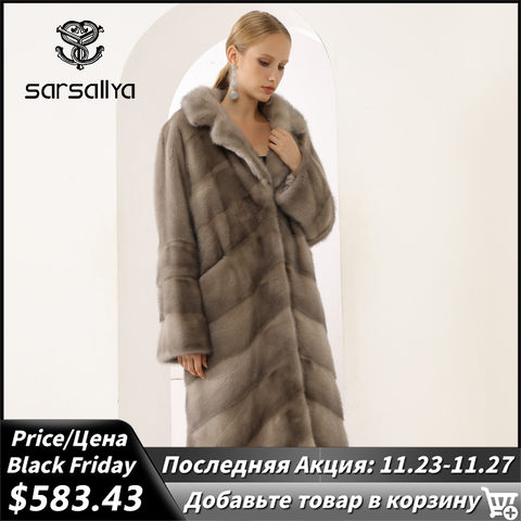 Real Mink Fur Coat Women Winter Natural Fur Coat Long Female Genuine Leather Mink Coats Ladies Plus Size Turn-down Collar 2022 ► Photo 1/6