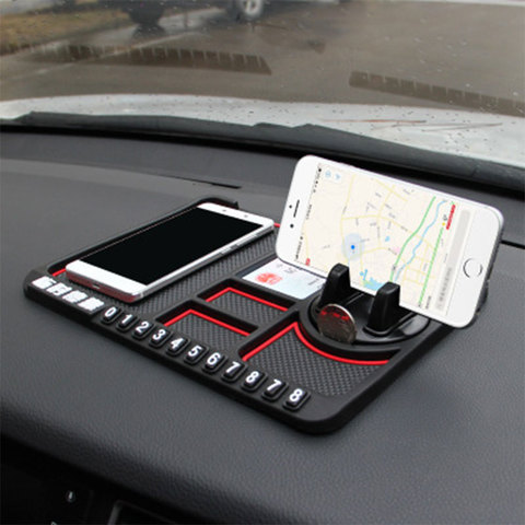 Silicone Car Phone Holder Temporary No parking Card Number Car Phone Mat Holder Dashboard For Car On The Panel Coin Non Slip Mat ► Photo 1/6