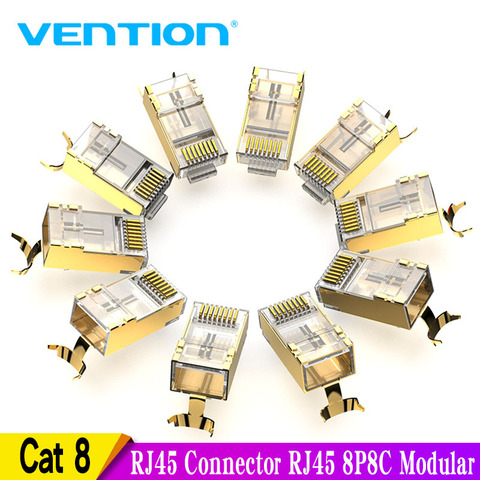 Vention RJ45 Connector Cat8 RJ45 8P8C Modular Ethernet Cable Cat 8 FTP Head Plug Gold Plated RJ45 Crimp Network Connerctor Cat8 ► Photo 1/6