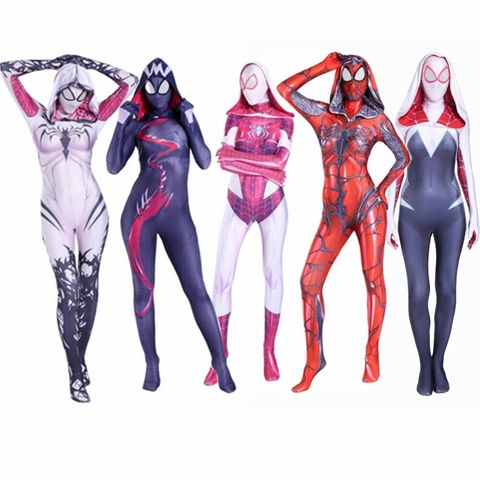 Spider Gwen Costume Symbiote Venom Carnage Stacy Cosplay Mask Hoodie Female Spider Zentai Suit Anti-Gwenom For Women Girl ► Photo 1/6