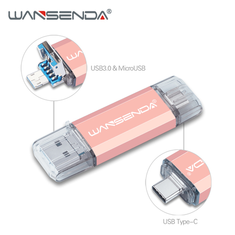 Wansenda 3-in-1 USB Flash Drive USB 3.0 & Type-c & Micro USB 512GB 256GB 128GB Pendrive 64GB 32GB OTG Pen Drive Memory Stick ► Photo 1/6