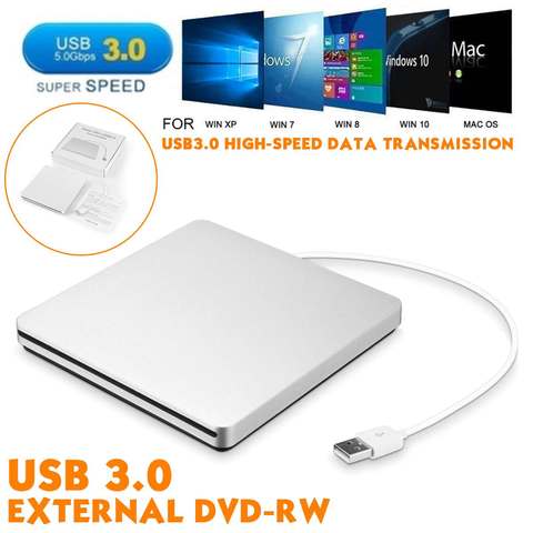 USB 3.0 Slim External DVD RW CD Writer Drive Burner Reader Player Optical Drives DVD Burner For Laptop PC ► Photo 1/6