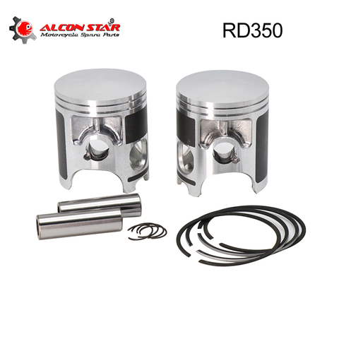 Alconstar- RD350 Piston Kit Set Standard STD 64mm Motorcycle Cylinder Piston For YAMAHA RD350 1973 1974 1975 Cafe Racer Racing ► Photo 1/6