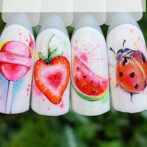 1PCS Strawberry Summer Fruit Drinking Stickers For Nails Manicure Nail Art Design Water Transfer Watermark Beauty Decals TRSTZ ► Photo 1/6