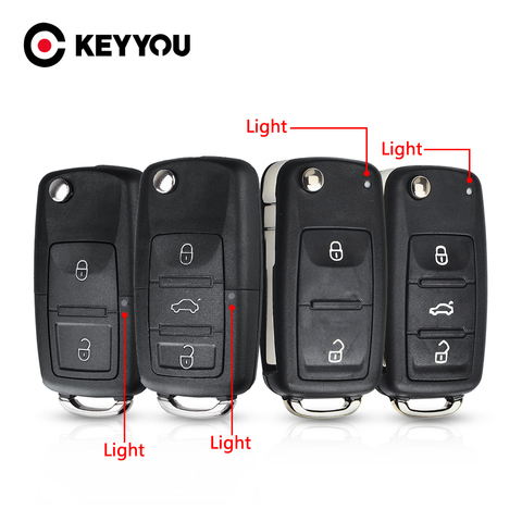KEYYOU 3 Button Flip Remote Key Shell Car Key Case For VW VOLKSWAGEN Tiguan Golf Sagitar Polo MK6 caddy passat b6 Auto Keys Case ► Photo 1/5