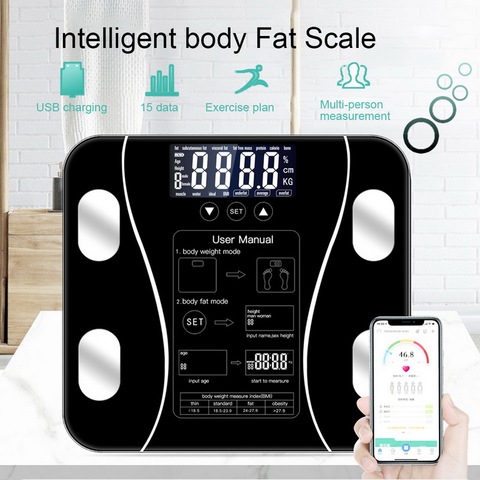 Black weight scale Body Fat Scales Floor Scientific Smart Electronic LED  Digital Weight Bathroom Balance Bluetooth - Price history & Review, AliExpress Seller - House and Tools Store