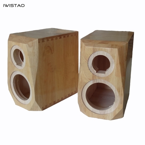 IWISTAO HIFI 2 Way 8 Inches Bookshelf Solid Wood Empty Speaker Cabinet 1 Pair Diamond Cut Corner 26L for Tube Amplifier ► Photo 1/5