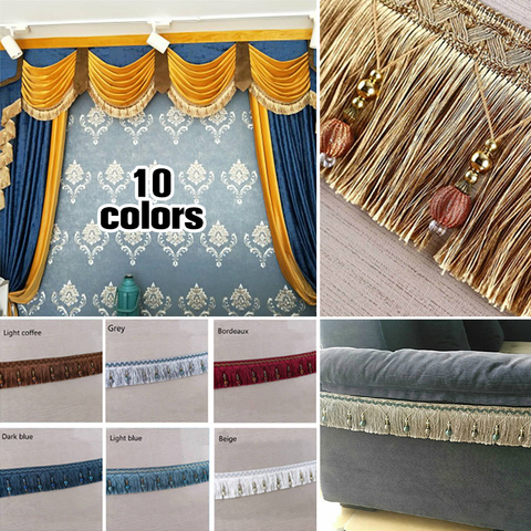 1 Meter Curtain Tassel Beaded Fringe Trimming Braid Trim Pom Pom Upholstery DIY Luxury Accessories Decorated ► Photo 1/6