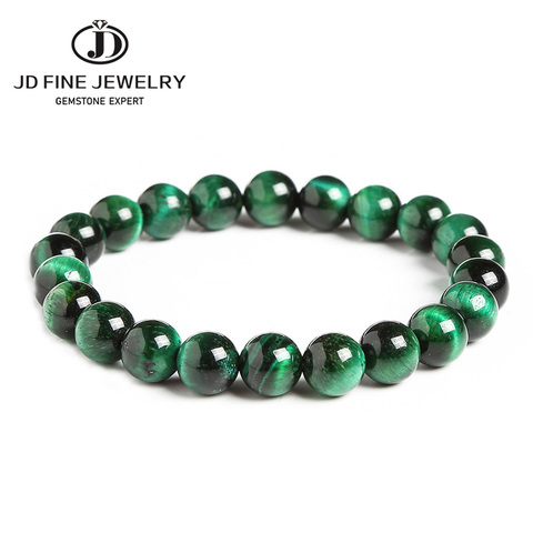 JD 6/8/10/12mm Green Tiger Eye Beaded Bracelets Trendy Natural Stone Bracelet For Women Lucky Men Jewelry ► Photo 1/6