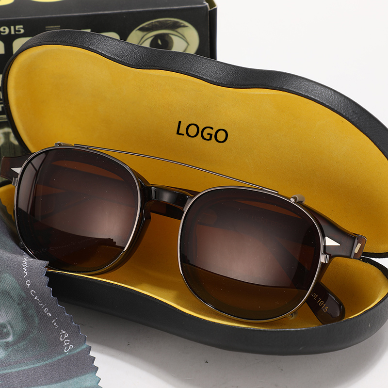 Retro Vintage Johnny Depp sunglasses clip on polarized black lens mens eyeglss 
