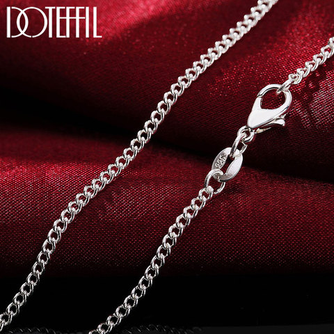 DOTEFFIL 925 Sterling Silver 16/18/20/22/24/26/28/30 Inch Side Chain 2mm Necklace For Women Man Fashion Wedding Charm Jewelry ► Photo 1/6
