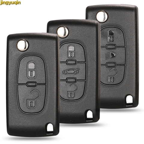 jingyuqin Remote Flip Car Key Shell for Peugeot 107 206 307 407 408 607 807 Citroen C2 C3 C4 C5 C6 C8 Xsara Picasso CE0523/0536 ► Photo 1/5