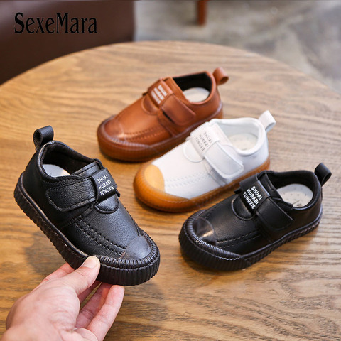 Spring Autumn England Style Baby Leather Shoes White Toddler Shoes Girl Letters Small Children Boys Sneakers Clear Flats C08262 ► Photo 1/6