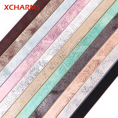 XCHARMS 10MM Flat PU Leather Cord Rope Handmade Diy Jewelry Findings Accessories Fashion Jewelry Making Materials for Bracelets ► Photo 1/6