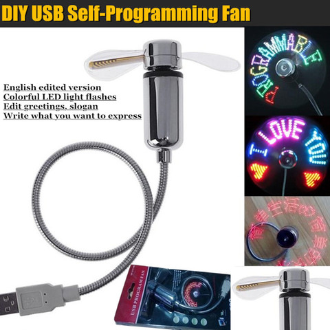 DIY USB LED Light Flash Self Program Fan Edit&Display Colorful Letters Symbol Number Greetings Slogan Fan for PC & Mobile Power ► Photo 1/6