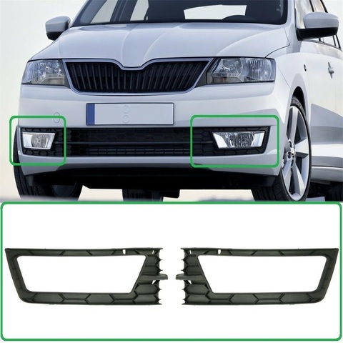 For Skoda Rapid 2013 2014 2015 2016 2017 Car-Styling Front Bumper Fog Lamp Fog Light Lower Grille Cover With Hole ► Photo 1/6