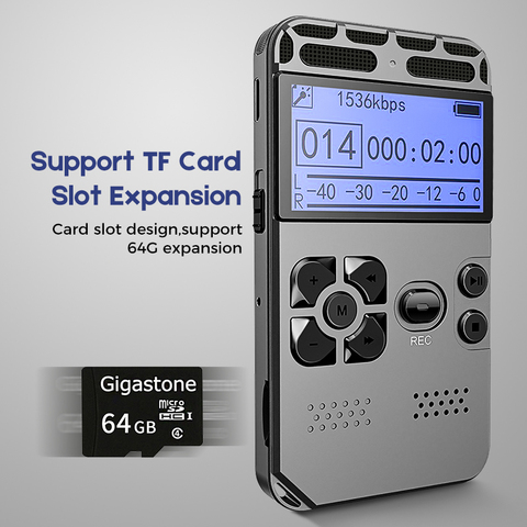 Digital Voice Recorder Audio Recording Dictaphone MP3 LED Display Voice Activated Support 64G Expansion Noise Reduction V35 ► Photo 1/6