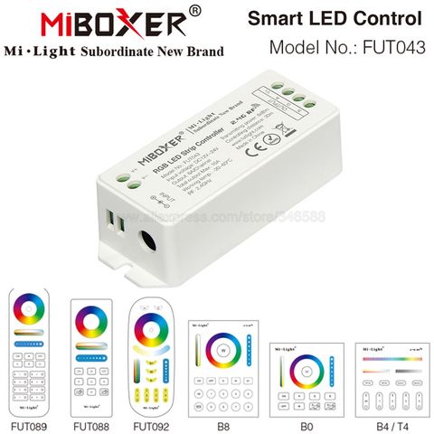 MiBoxer FUT043 RGB LED Strip Controller DC12V 24V 6A/CH Max 15A 2.4G RF Remote iOs/Android APP WiFi Alexa Google Voice Control ► Photo 1/6