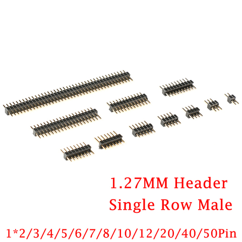 20Pcs/lot 1.27mm 1.27 Pin Header Single Row Male Breakaway PCB Board Connector Pinheader 1*2/4/5/6/8/10/12/20/40p/50p ► Photo 1/6