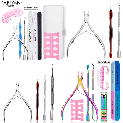 Set Nail Art Exfoliating Tools Scissors Plier Peeling Push Dead Skin Cuticle Pusher Nipper Spoon Remover Clipper Cutter ► Photo 1/6