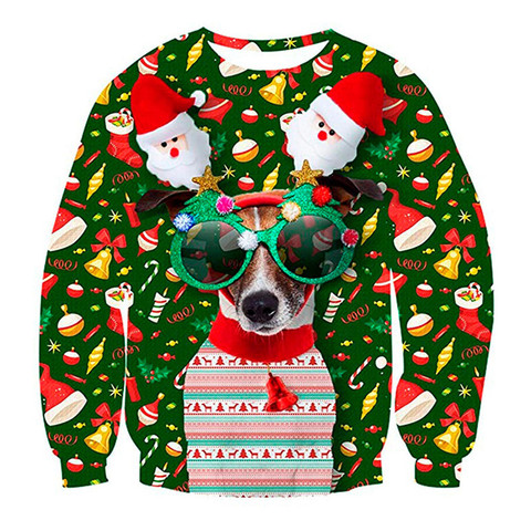 Unisex Men Women 2022 Ugly Christmas Sweater For Holidays Santa Elf Christmas Funny Fake Hair Sweater Autumn Winter Blouses ► Photo 1/1