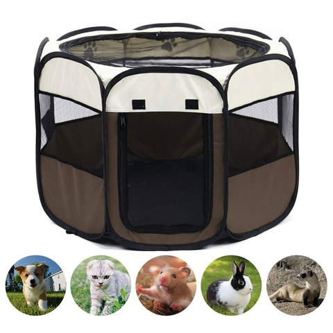 Portable Folding Pet Tent Dog House Octagonal Cage For Cat Tent Playpen Puppy Kennel Easy Operation Fence Outdoor Big Dogs House ► Photo 1/6