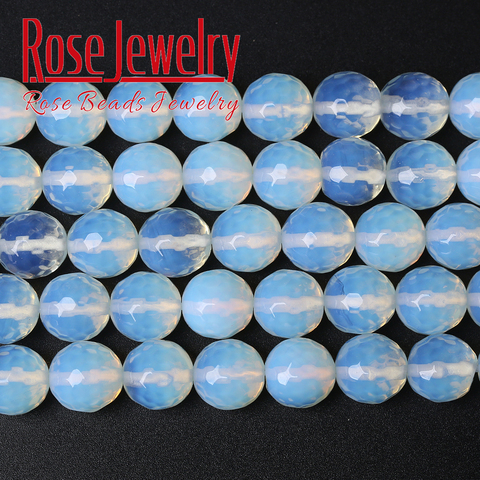 wholesale Natural stone faceted White Opalite Quartz Loose Beads Opal beads 16