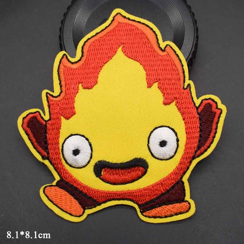 Lovely Cartoon Anime Howl's Fire Calcifer Iron on Moving Embroidered Castle Cloth Clothes Patch For Clothing Girls Boy Wholesale ► Photo 1/2