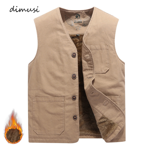 DIMUSI Men‘s Vests Casual Wintter Fleece Warm Waistcoats Mens Thermal Vests Sleeveless Jackets Windbreaker Vests Clothing 8XL ► Photo 1/6