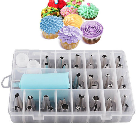 24 PIECES ICING PIPING NOZZLE TOOL SET BOX – CAKE CUPCAKE SUGARCRAFT DECORATING ► Photo 1/6