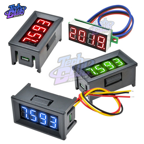 Mini Digital Voltmeter 0.36 inch 3 wire 4 Bit Precision Voltage Meter LED Panel Tester For Electromobile Motorcycle Car DC 0V-1 ► Photo 1/6