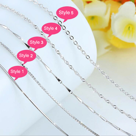 YANHUI 5 Style Real 925 Sterling Silver Necklaces Slim Thin Snake Chains Necklace Women Body Box Chain For Child Girl MN001 ► Photo 1/6