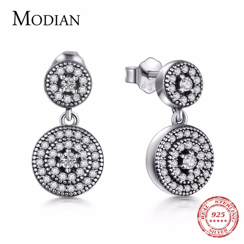 Modian 2022 New Fashion Cubic Zirconia Genuine 925 Sterling Silver Crystal Drop Earrings Vintage Elegant Jewelry For Women Gift ► Photo 1/6