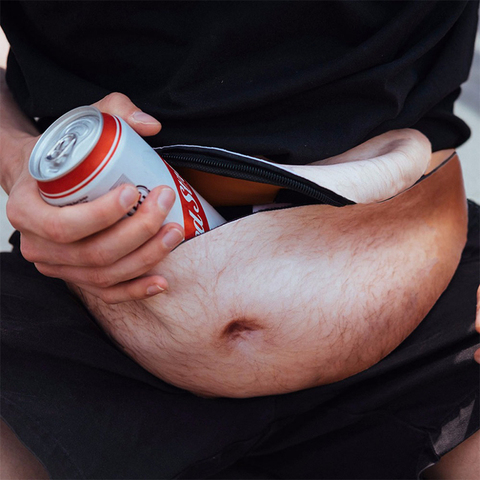 HMUNII Fashion 3D Pockets PU Novelty Men Beer Belly Waist Bag Travel Phone Anti-theft Organizer Waist package Dad Bag ► Photo 1/6