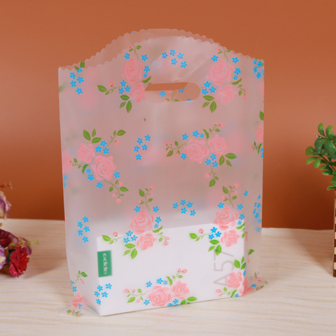 50pcs 15*20cm  Plastic Handle Bag Small Jewelry Packing Bag Party Favor Bags For Candy Cookie Gift Box Packaging Bag ► Photo 1/6