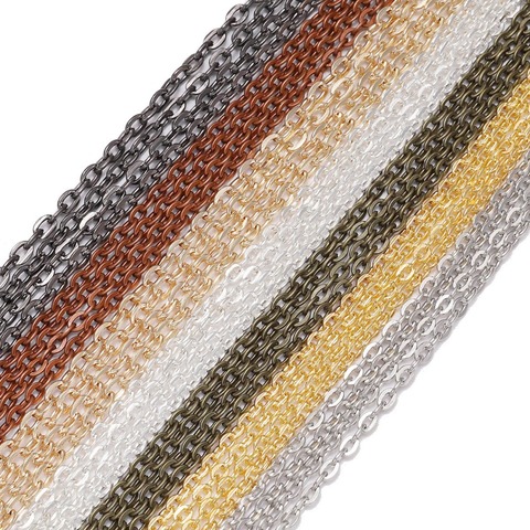 5m/lot Gold Gunmetal Color Long Necklace Chains Brass Bulk Plated Chain For DIY Jewelry Findings Making Accessories ► Photo 1/6