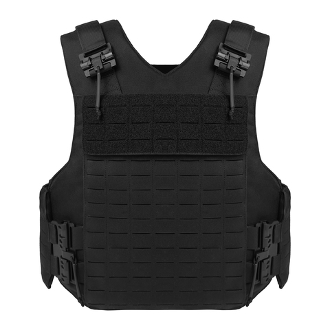 UTA Buffalo Laser Cutting Molle Plate Carrier Police Gear Wearproof Tactical Large Area Protection Vest for Police -Black ► Photo 1/5