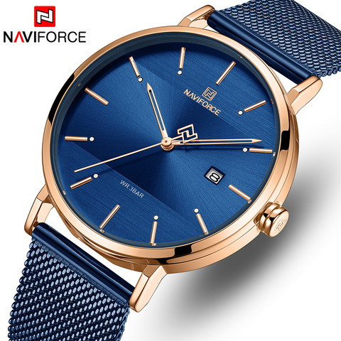 NAVIFORCE Watch Top Brand Men Simple Quartz Watches Mens Fashion Blue Stainless Steel Waterproof Wrist Watch Relogio Masculino ► Photo 1/6