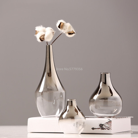 Nordic Flower Glass Vase Creative Silver Gradient Dried Insert Desktop Terrarium Jewelry Decoration Plant Holder ► Photo 1/6