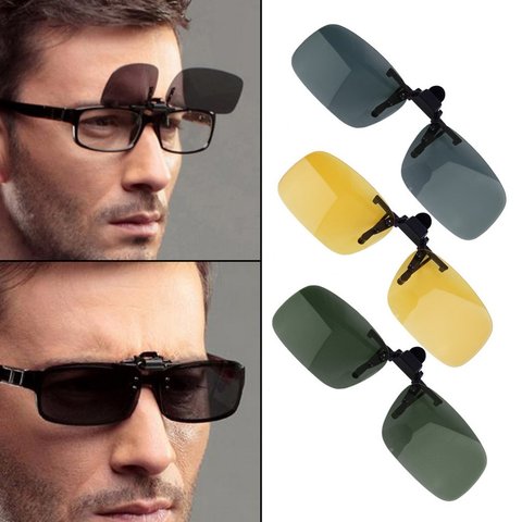 Unisex Clip Polarized Sunglasses Driving Night Vision Clip-on Flip-up Lens Sunglasses Cool Eyewear Clip On Lens Anti-UV 400 ► Photo 1/6