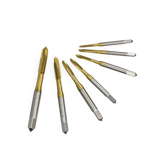 1pc M2 / M2.5 / M3 / M3.5 / M4 / M5 / M6 Titanium Coated Hand Faucet Hss Metric Straight Flute Threaded Tap ► Photo 1/6