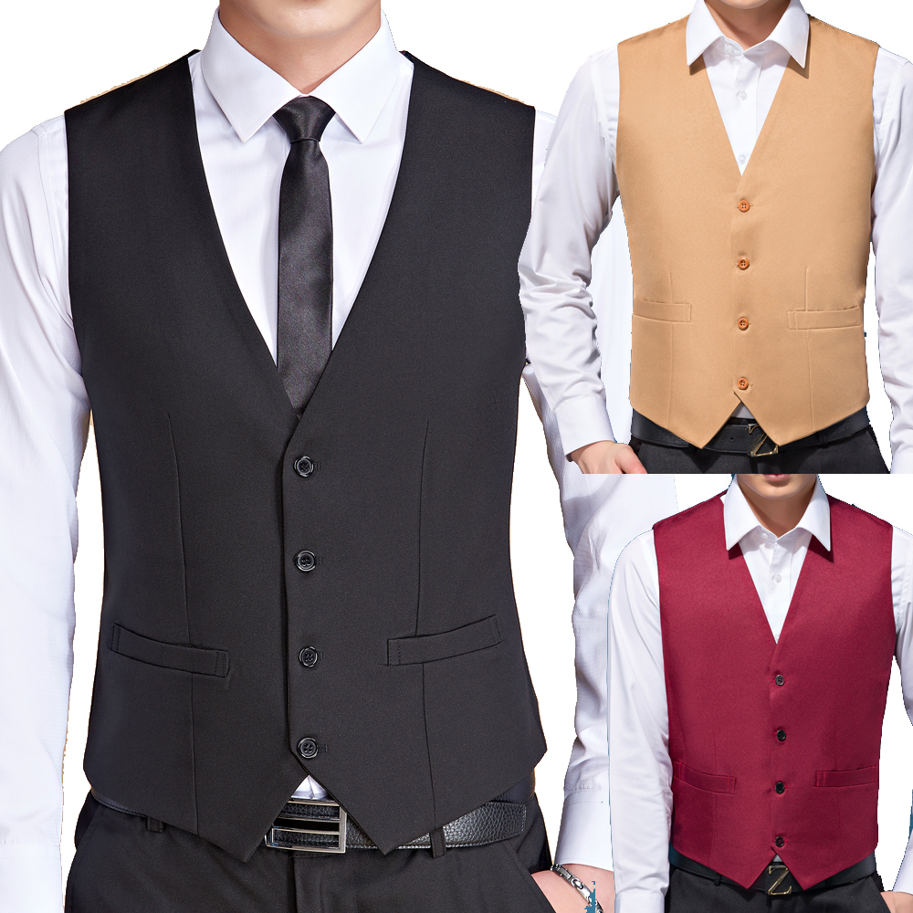 Men's Dress Suit Vest Formal Business Wedding Tuxedo Waistcoat Slim Fit Coat Top 