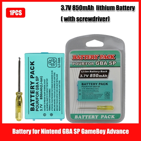 Rechargeable 850mAh Li-ion Battery for Nintendo Game Boy Advance SP Systems + Screwdriver Replaceable Battery For GBA SP ► Photo 1/6