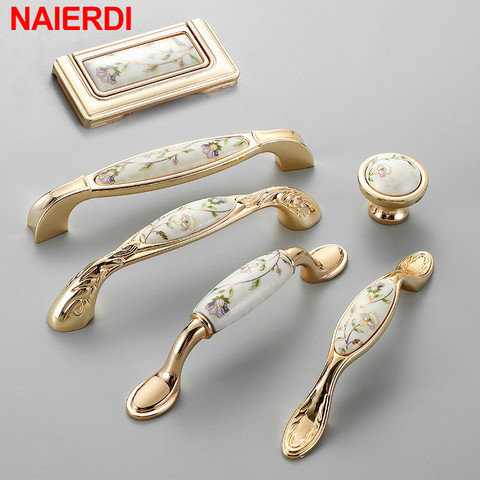 NAIERDI Antique Ceramic Cabinet Handles Chinese Vintage Drawer Knobs Wardrobe Door Handles European Furniture Handle Hardware ► Photo 1/6