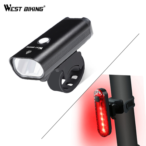 WEST BIKING Bike Lights Sets Waterproof Cycling Headlight with Tail Light Safety Night Warning Lamp USB Charging Bicycle Light ► Photo 1/6