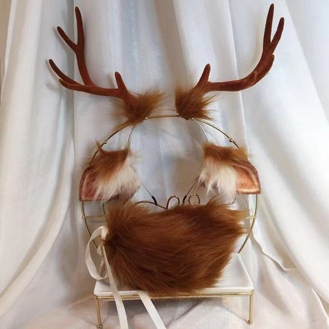 New Elk Anime simulation beast ear beast tail wolf ear cat ear fox ear hair hoop custom COSPLAY ► Photo 1/4