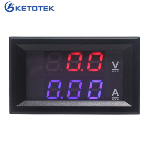 DC 0-100V 10A 50A 100A DC Ammeter Voltmeter Digital LED Red Blue Display Car Amp Volt Meter ► Photo 1/4