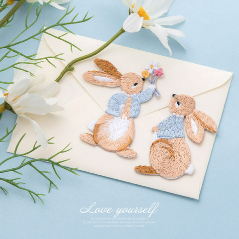 AHYONNIEX Cute Rabbit Embroidery Patches for Girls Bag Iron On Patches for Clothes Small Glue Patch for Kids Clothes Designer ► Photo 1/6
